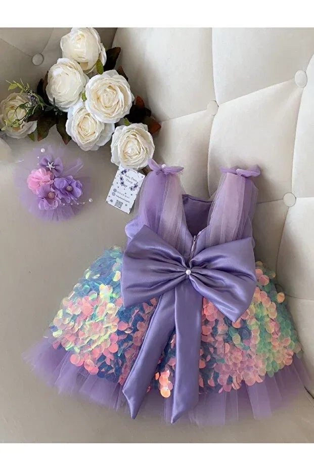 Детское платье-русалка для девочек с открытыми плечами Shclothing Accessories, Purple