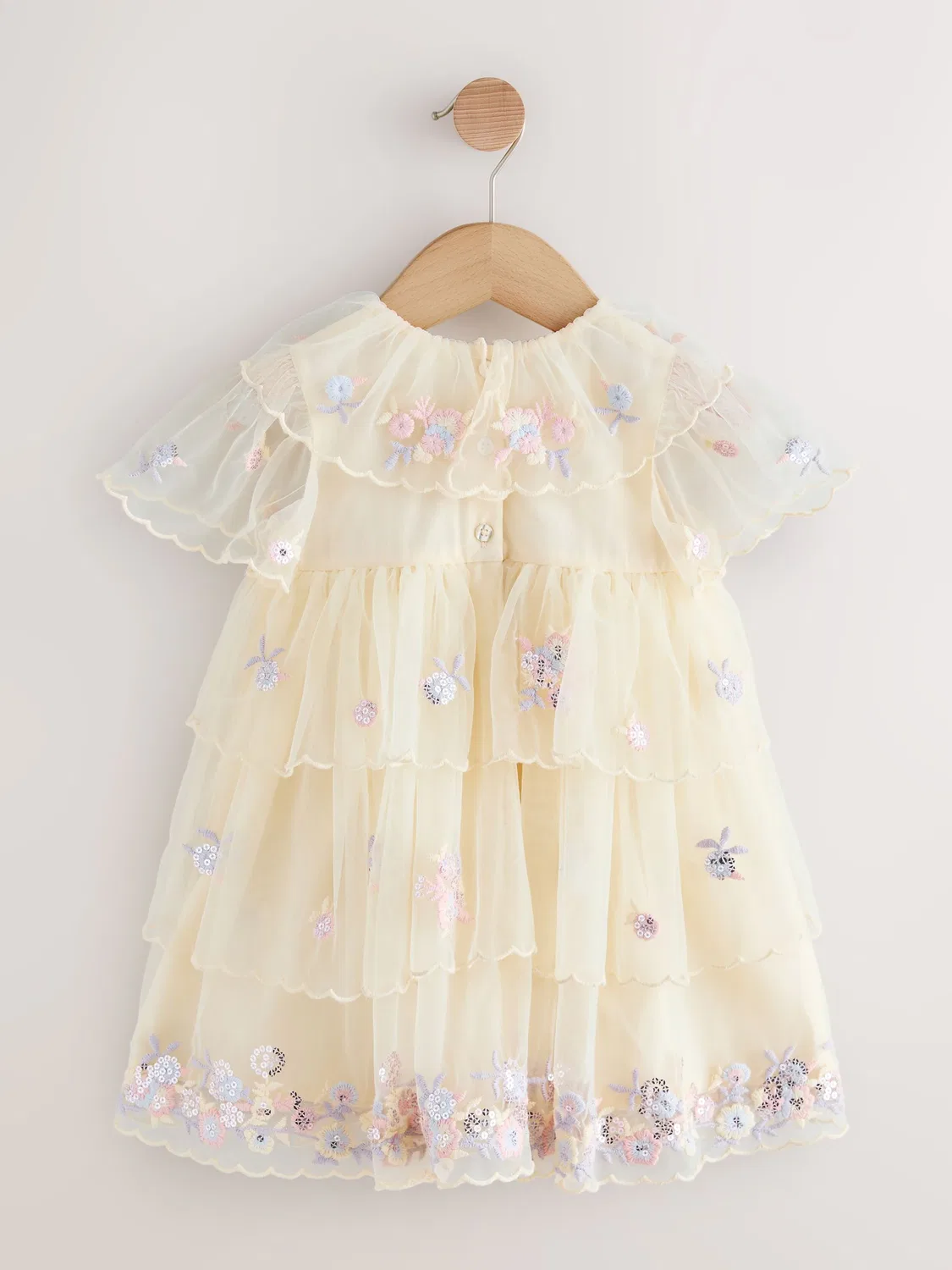 Платье из сетки с вышивкой, модель Cream Embroidered Mesh Dress Next, кремовый — фото 2