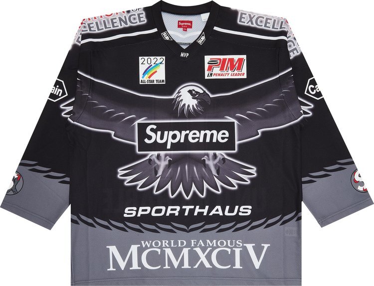 

Футболка Supreme Eagle Hockey Jersey 'Black', черный