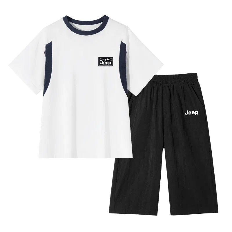 Детский спортивный комплект с принтом, модель Bai Shan K-Black/E White Logo K, Jeep, White/E Black