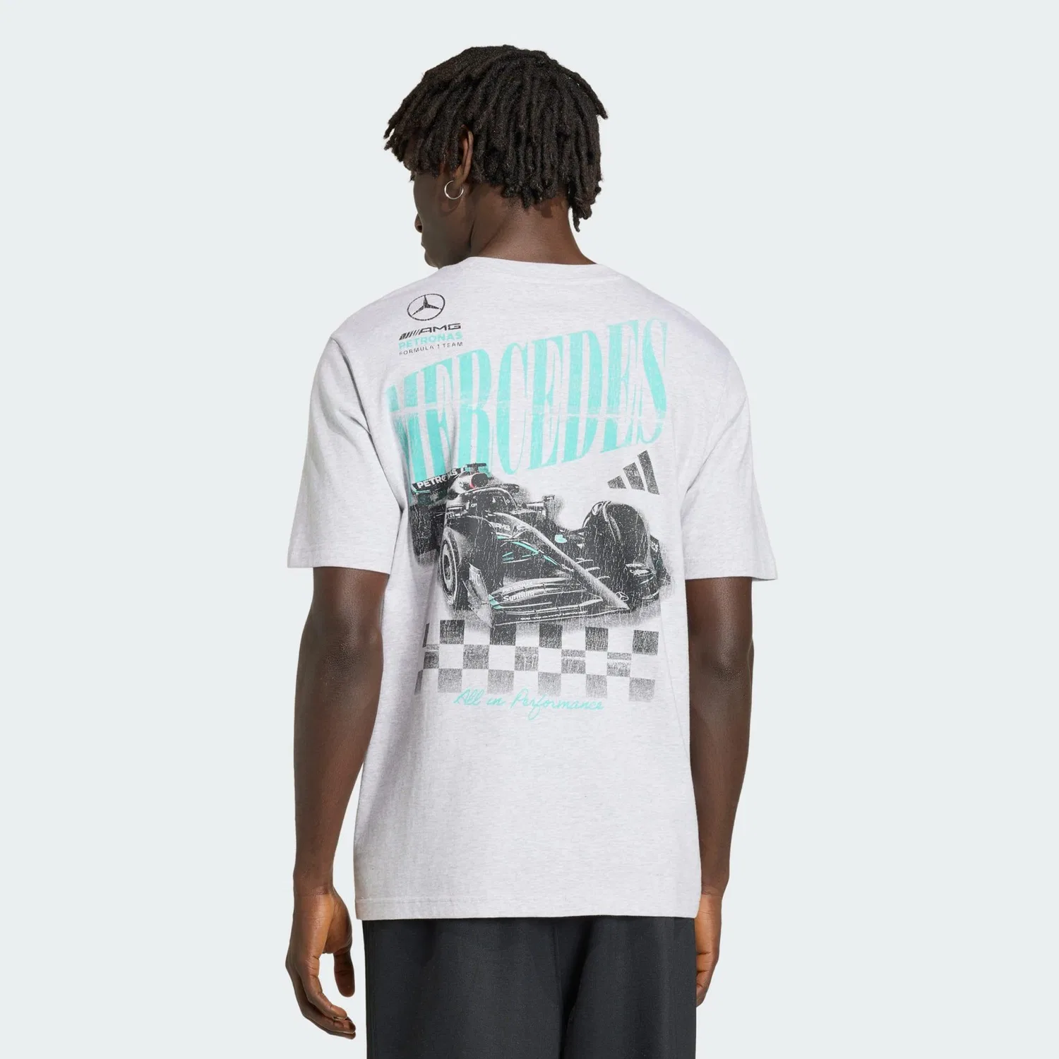 Мужская футболка с принтом Mercedes - AMG Petronas Formula 1 Team Graphic 01, Adidas, Hellgrau — фото 3