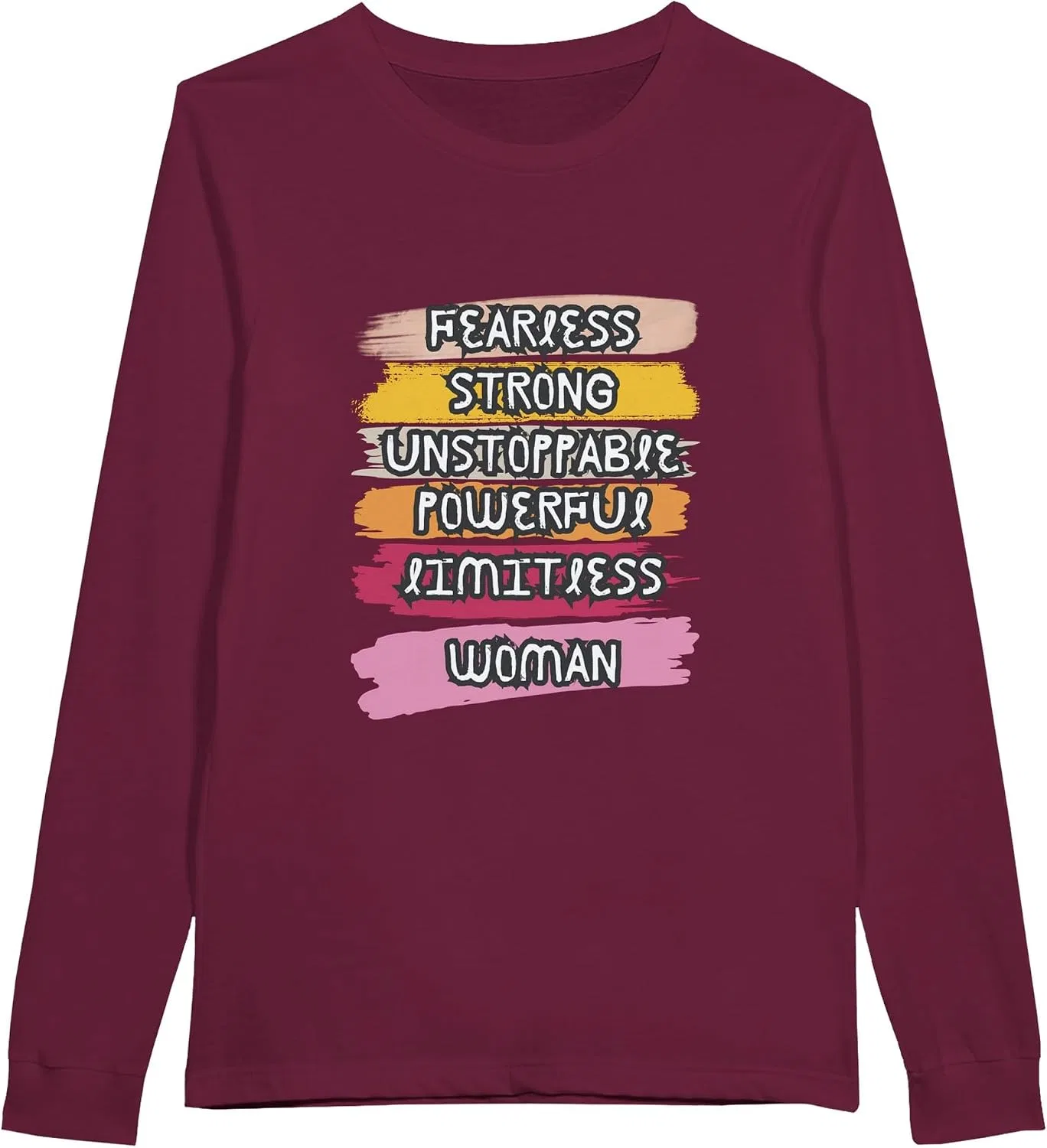 Унисекс длинный рукав футболка с круглым вырезом, Maroon