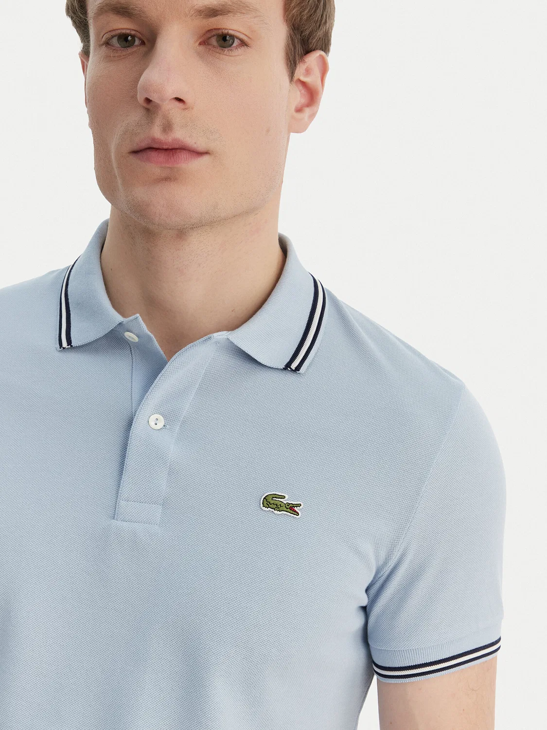 Мужское поло классического кроя Lacoste, синий — фото 4