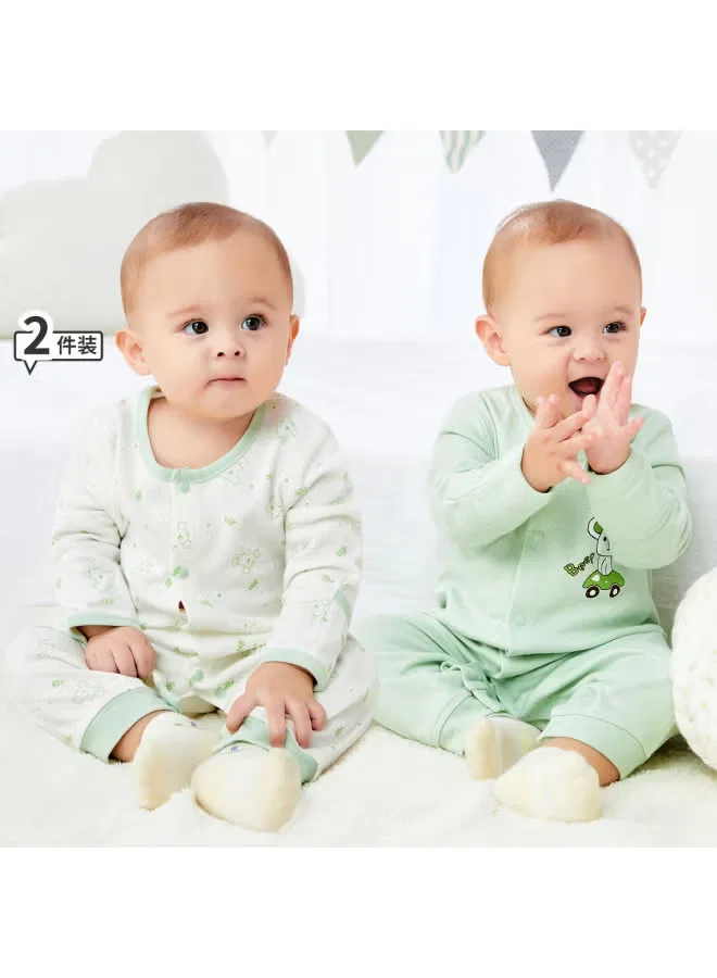 Боди-комбинезон хлопковый комплект 2 шт Bornbay, зеленый — фото 2