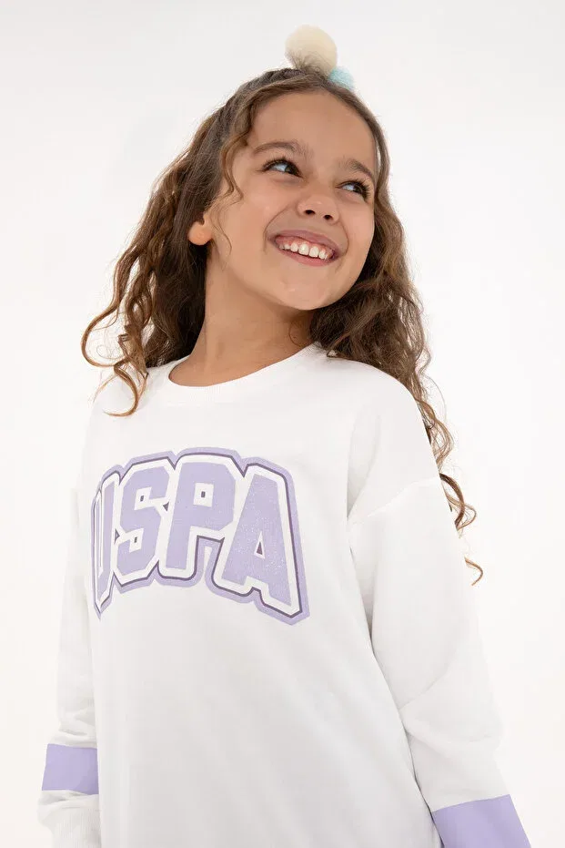 Детский спортивный костюм для девочек с принтом U.S. Polo Assn., White — фото 3