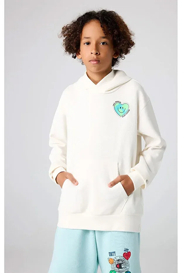 Детское худи для девочек хлопковая Eco future hooded sweatshirt organic cotton beige Champion, Beige
