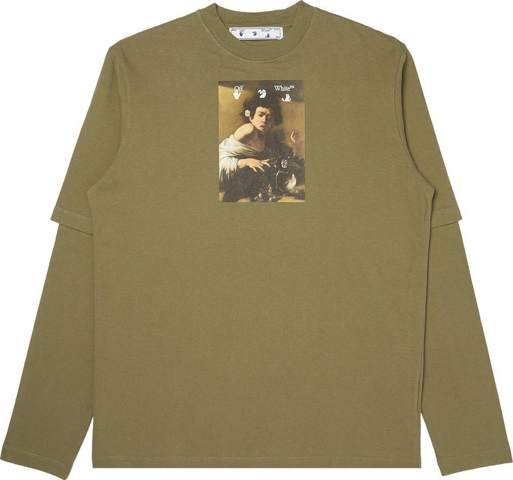 

Футболка Off-White Caravaggio Boy Double Sleeve Tee 'Green', зеленый