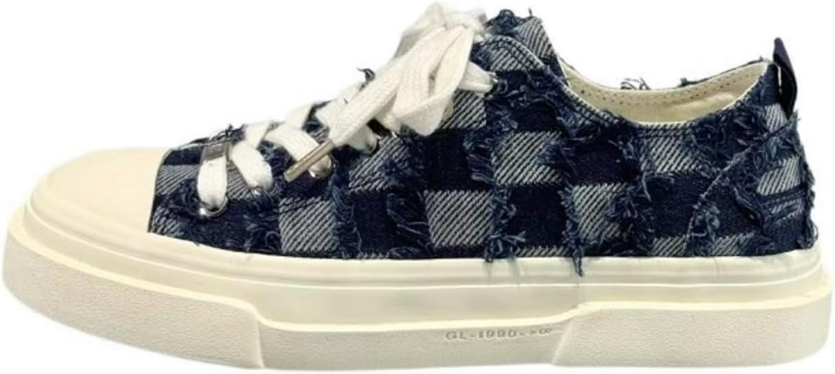 

Мужские модные низкие кеды на платформе из холста - на шнуровке, удобные и нескользящие, идеально подходят для тренировок, спорта, скейтбординга, тенниса, прогулок и вождения Khwfjas, темно-синий