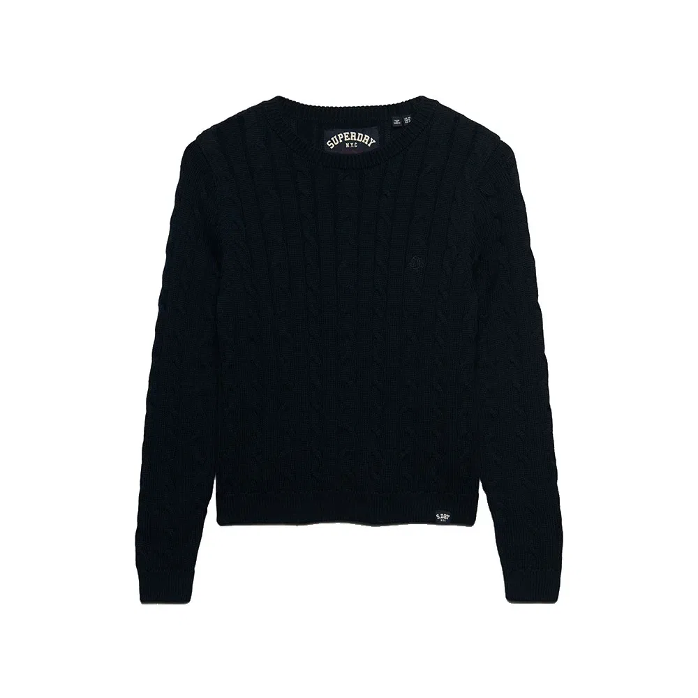 Женский свитер с косами Essentials Cable Knit Jumper Superdry, Black — фото 3