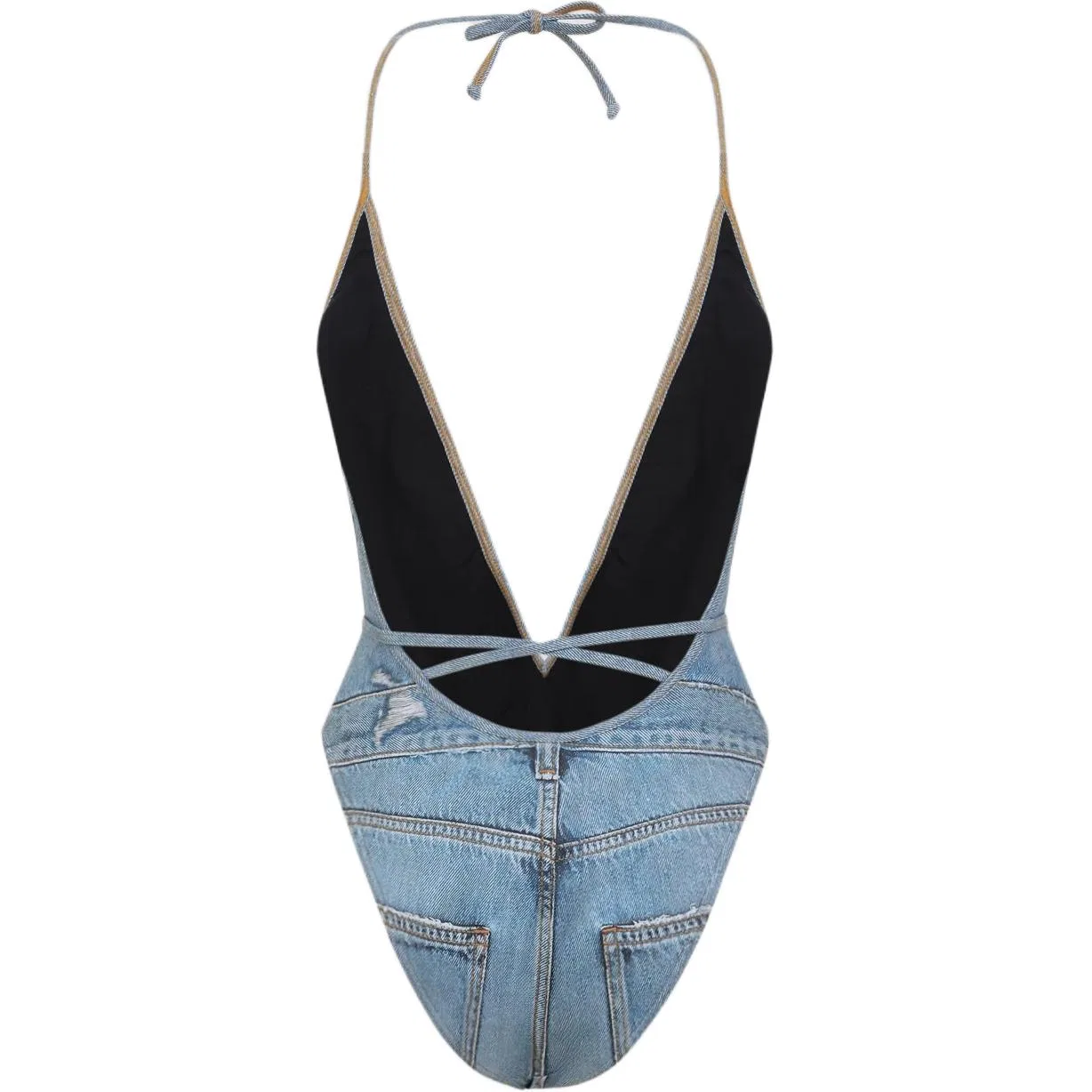 Женский цельный купальник с цветочным принтом, DIESEL, Denim Blue — фото 3