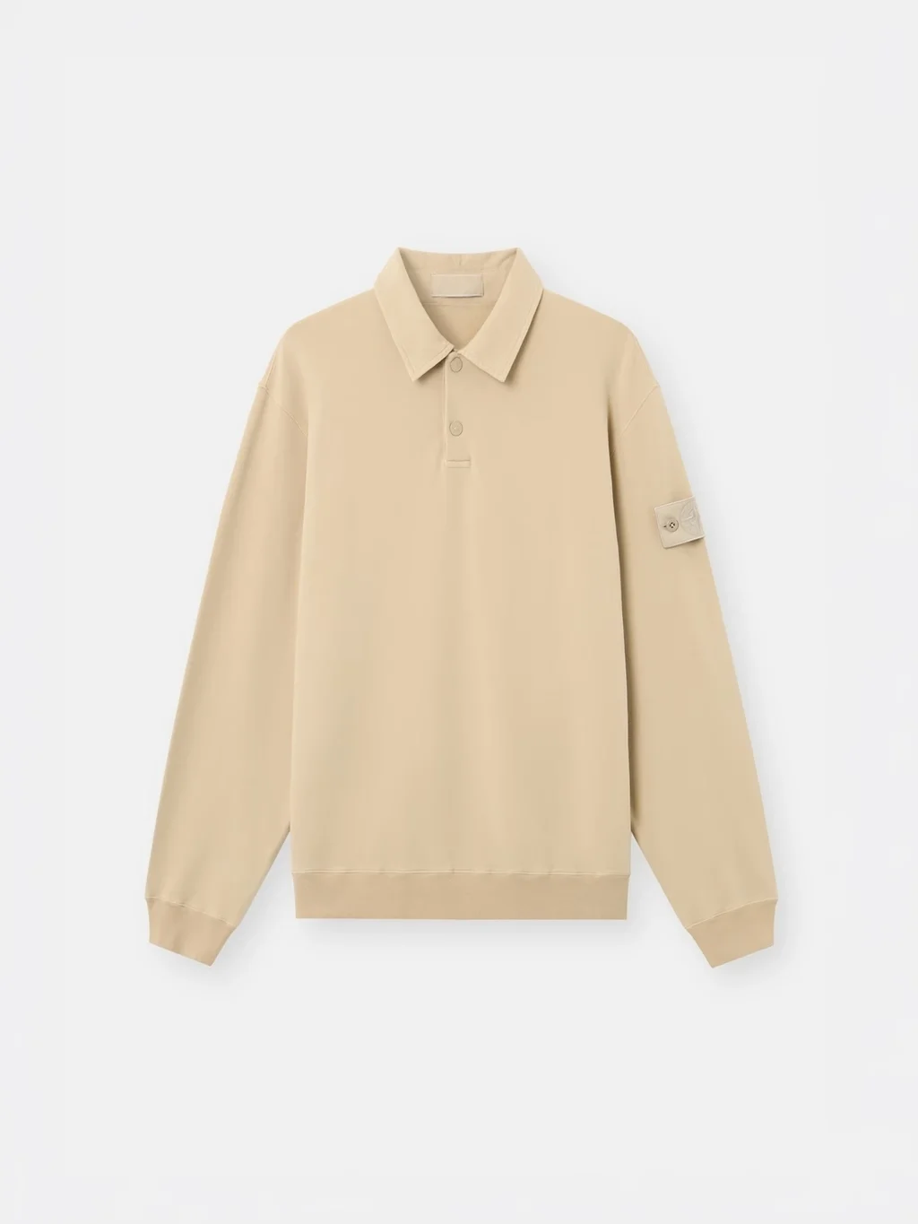 Мужской свитшот с воротником поло Stone Island Comfort Fit, бежевый — фото 2