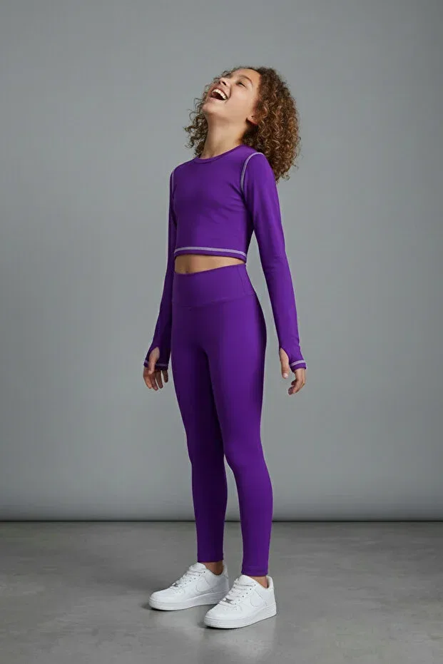Детские леггинсы для девочек с высокой талией Fletty Colorinas, Purple