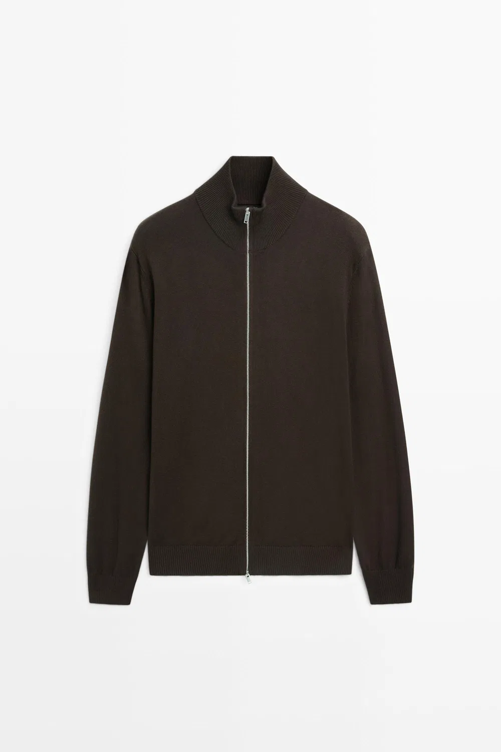 Кардиган Massimo Dutti 100% Cotton Knit, коричневый меланж — фото 2
