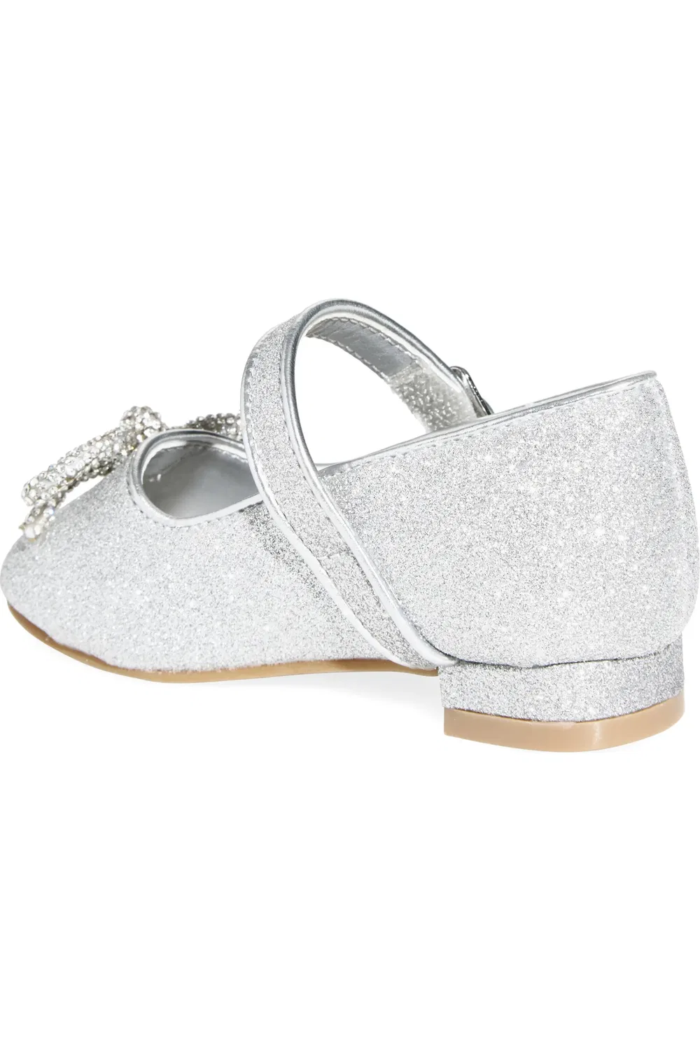 Детские туфли мэри-джейн с блестящим бантом Lainee Nordstrom, Silver Glitter — фото 2