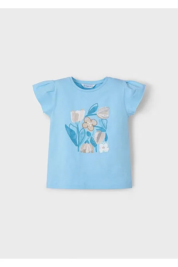 Детская футболка для девочек с принтом Summer Girl's Printed T-Shirt Mayoral, Baby Blue