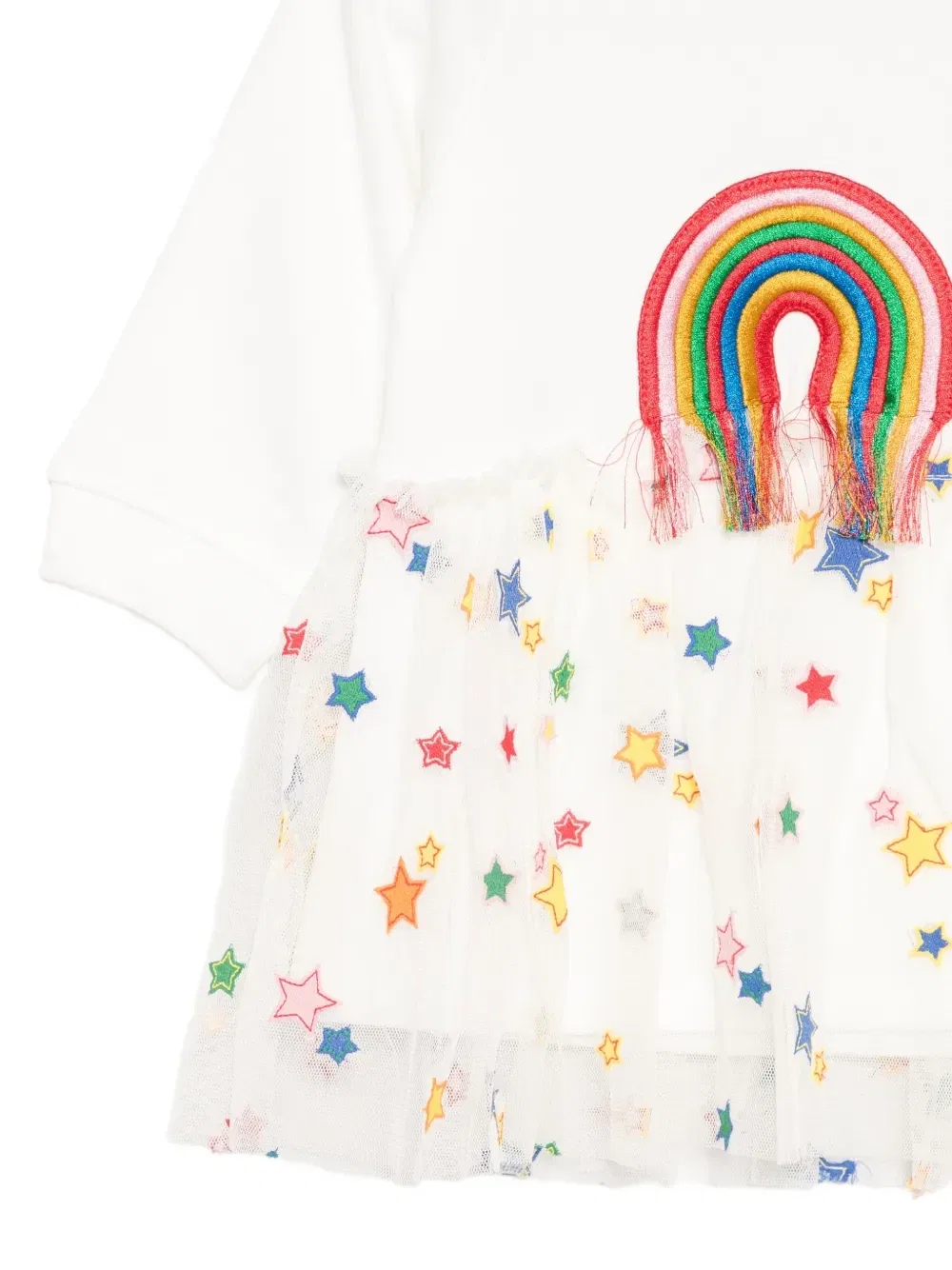 Платье с радужными нашивками и принтом в виде звезд Stella Mccartney Kids, белый — фото 3