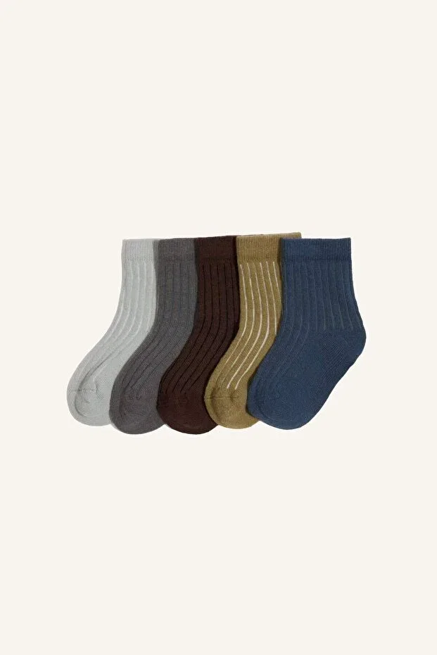 Детские носочки-пинетки для мальчиков хлопковые 5 шт Defacto, Multicolor-Kr1