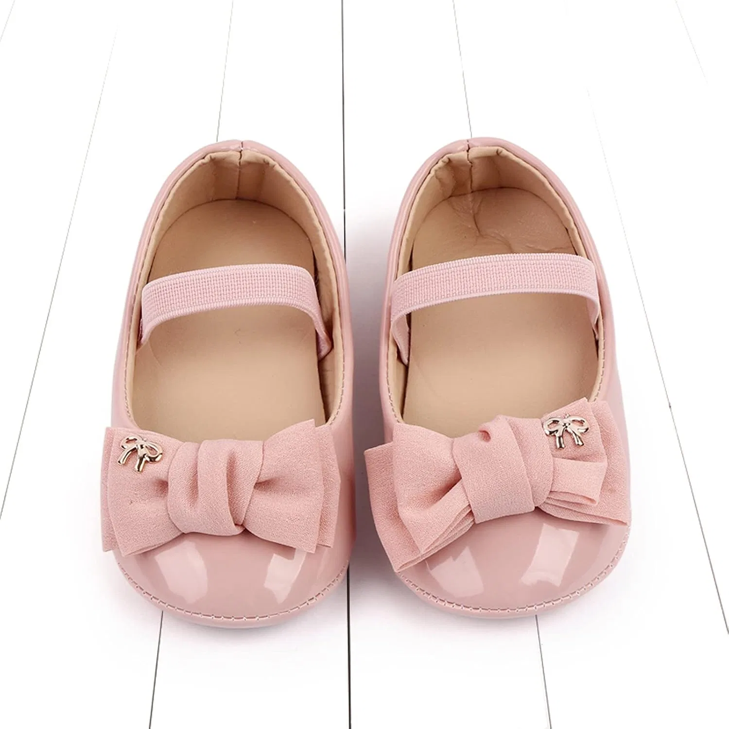 Детские туфли для девочек с бантом из экокожи Mary Jane, Pink — фото 4