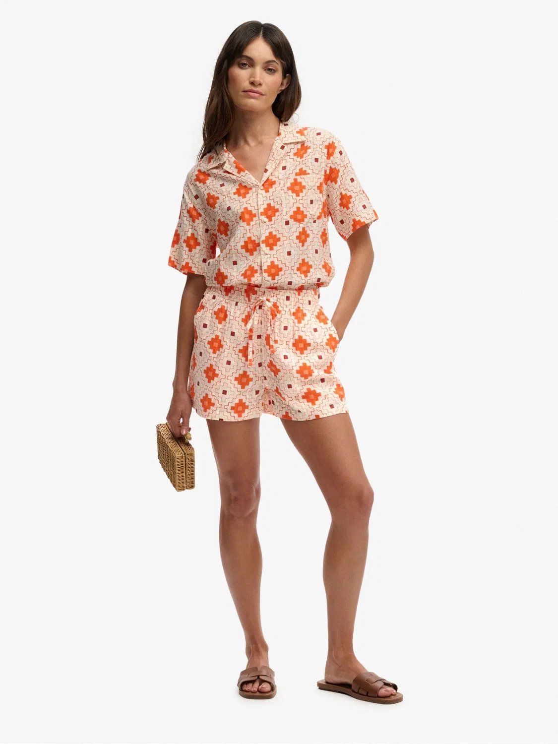 Шорты пляжные хлопковые Superdry Orange, оранжевый
