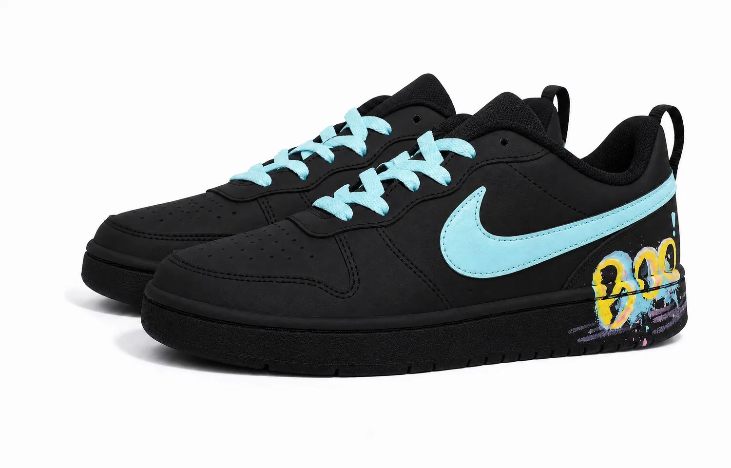 Детские кроссовки для скейтбординга с кожаным верхом Court Borough Nike, Black — фото 4