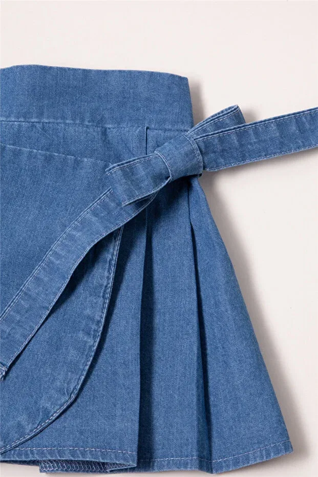 Детский комплект из футболки и юбки с длинным рукавом Tencel short skirt 2-piece set Bebetto, Blue — фото 4