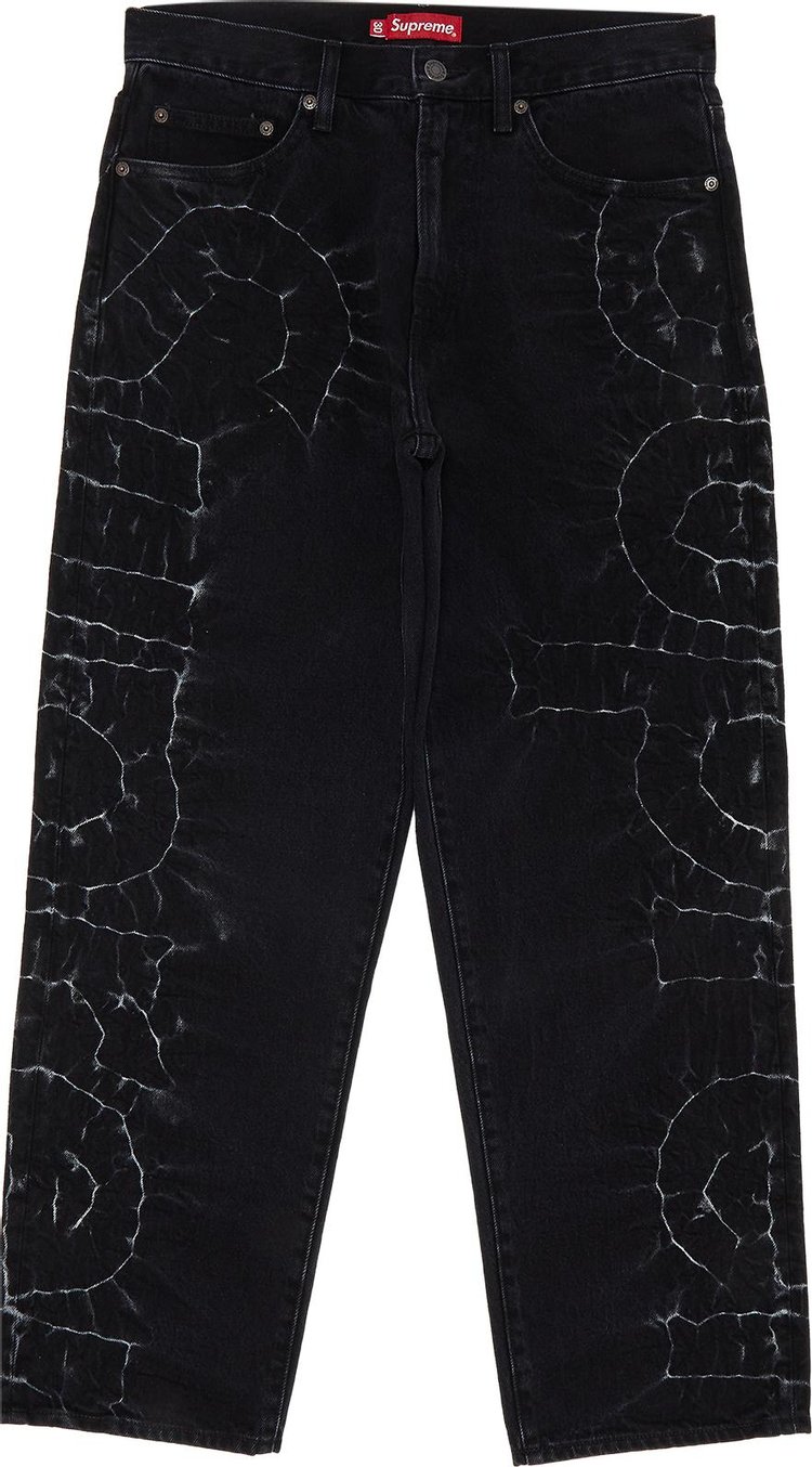 Джинсы Supreme Shibori Loose Fit Jean 'Black', черный - фото