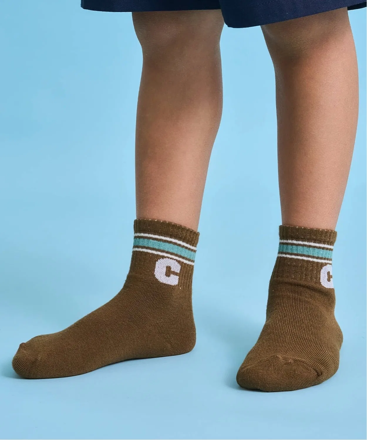 Детские носки с линиями, модель Line Assort Crew Socks, b・ROOM, Mocha