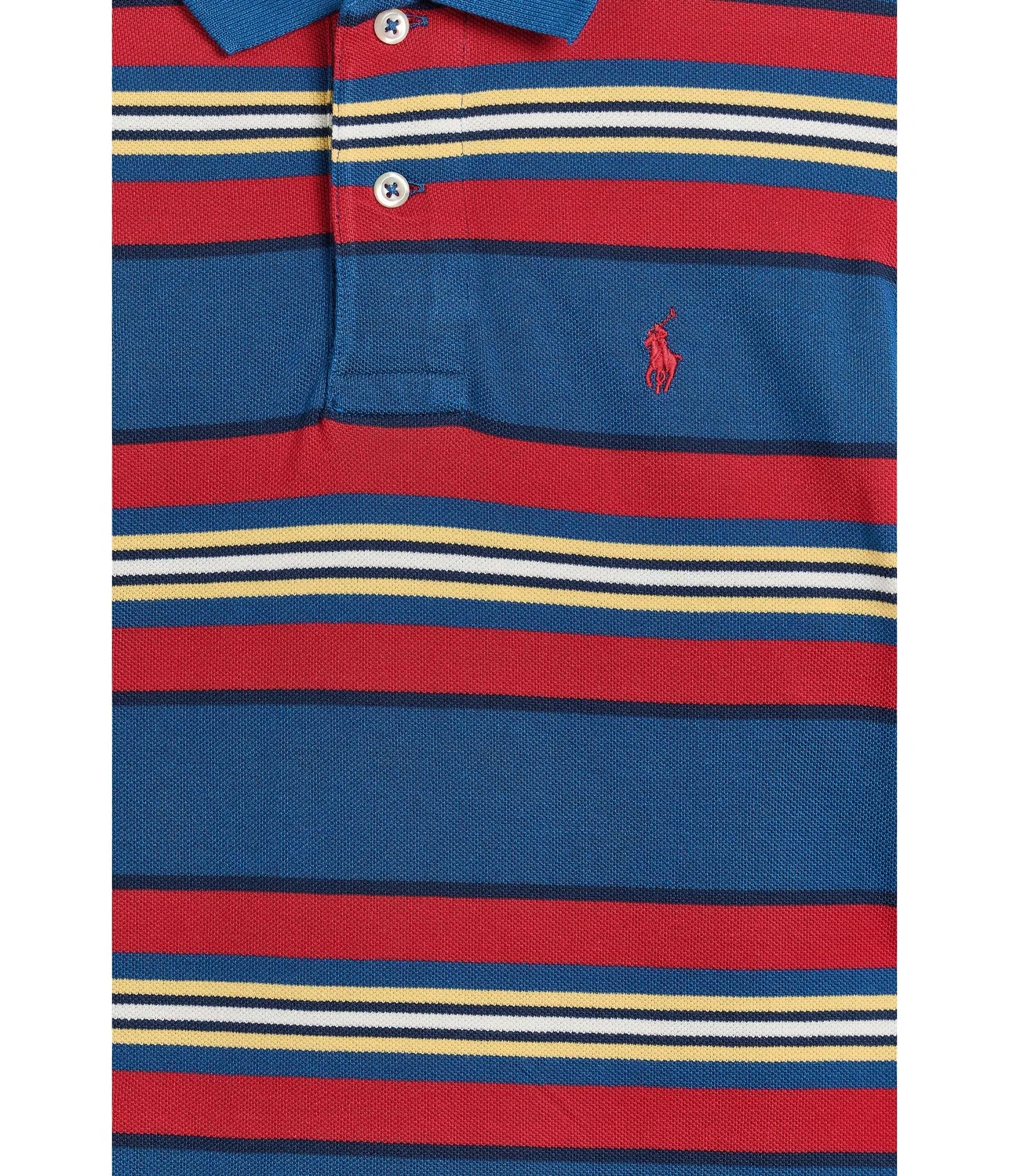 Полосатая хлопковая сетчатая рубашка-поло (для детей постарше) Polo Ralph Lauren Kids, Dusty Azure/Multicolor — фото 3