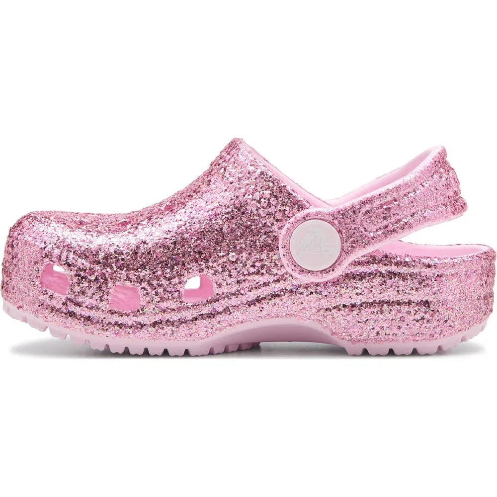Детские классические сабо с блестками для малышей Crocs, Pink Glitter — фото 3
