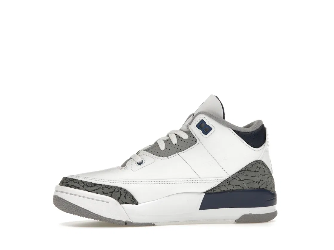 Детские кроссовки с принтом слоновья кожа Jordan 3 Retro Jordan, White/Midnight Navy/Cement Grey/Black — фото 3