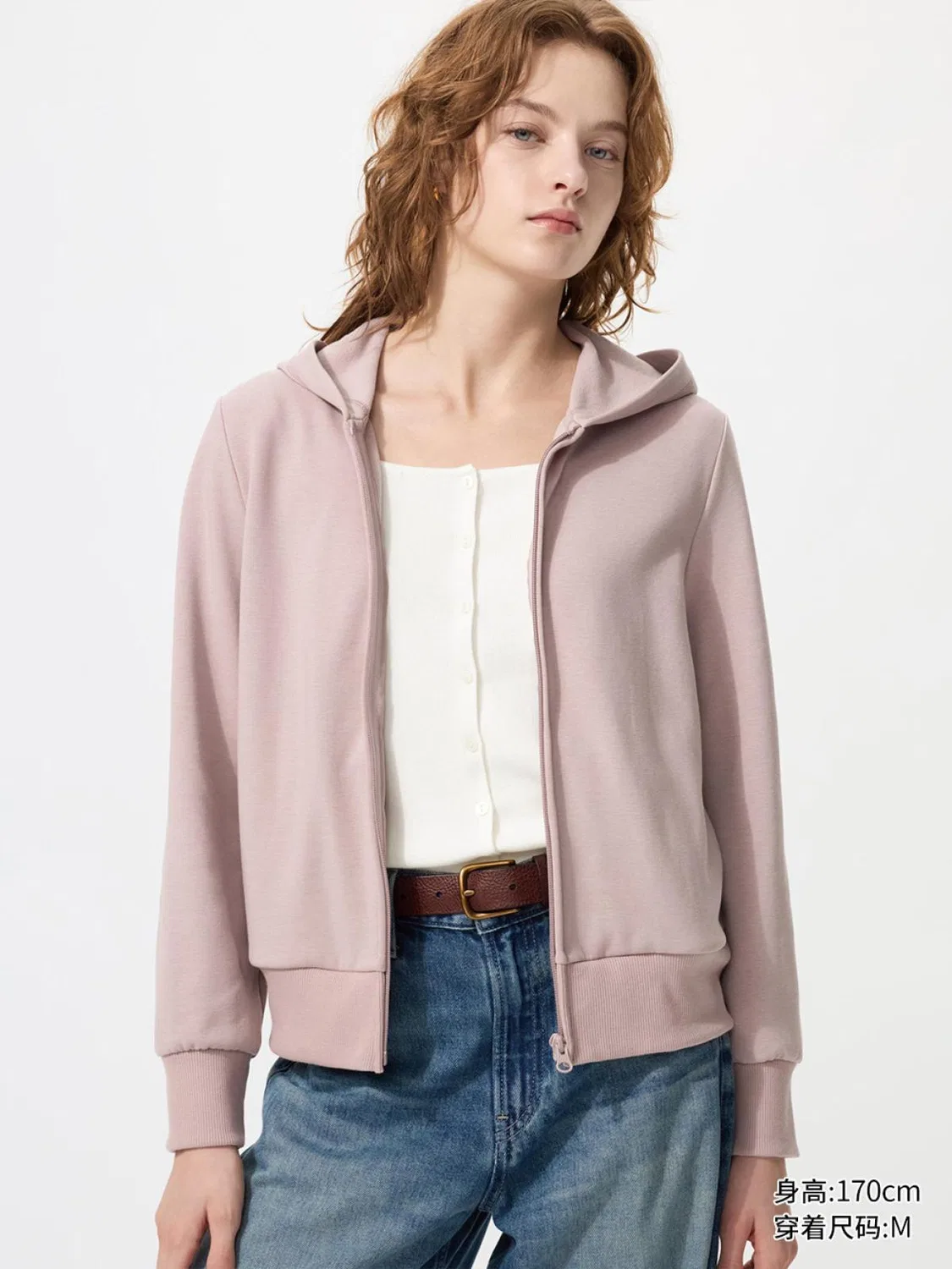 Женская куртка на молнии с капюшоном и флисовой подкладкой Uniqlo, розовая
