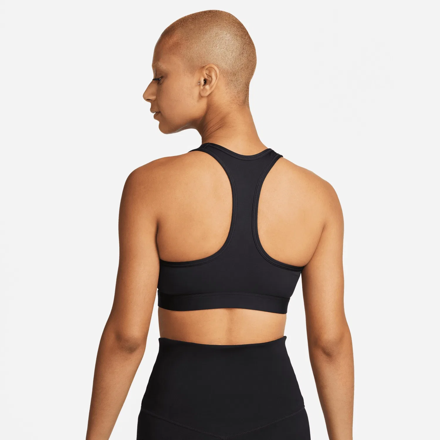 Женский спортивный бюстгальтер с компрессией Nike, Black/White — фото 3