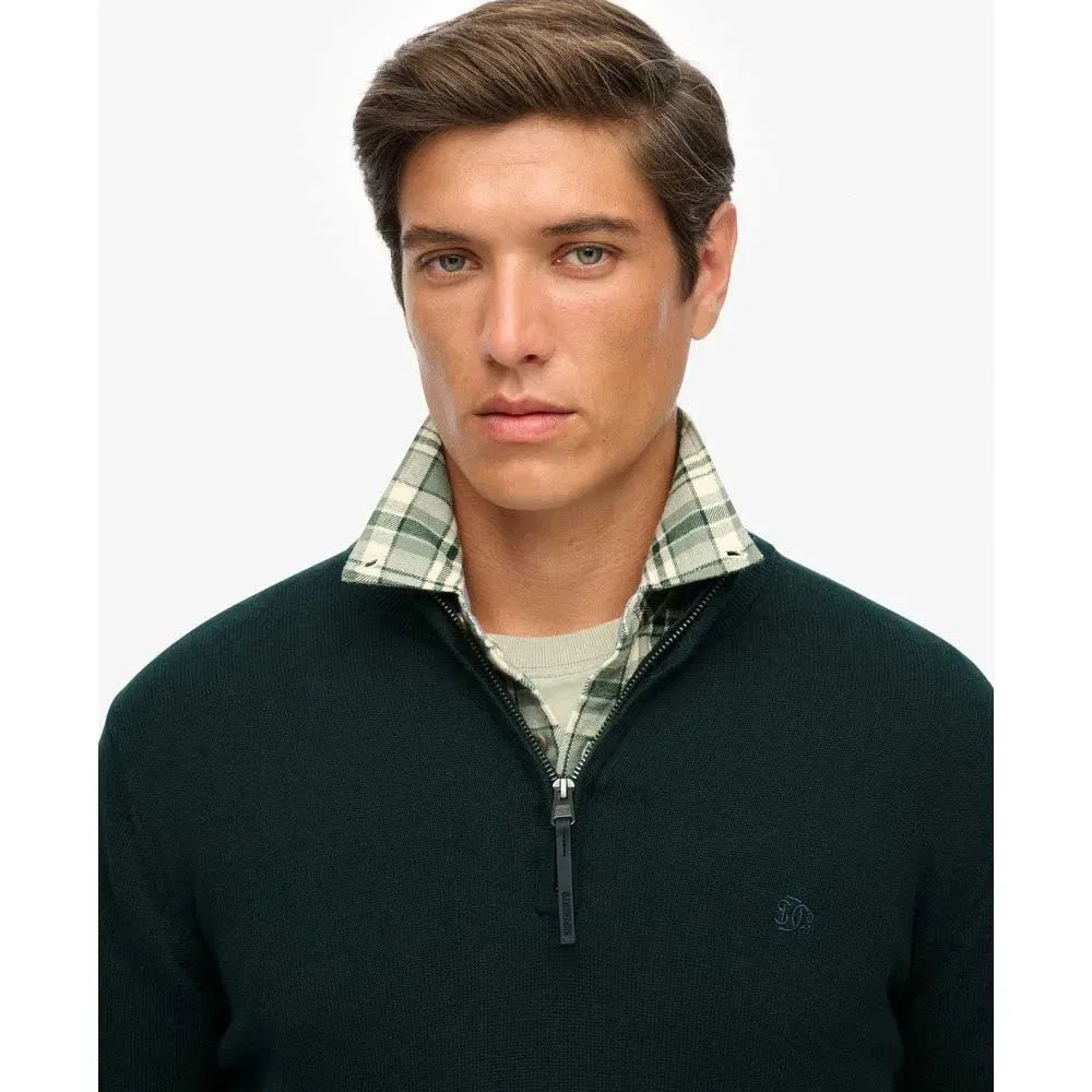 Свитер с полузастежкой Superdry Essentials, зеленый — фото 4