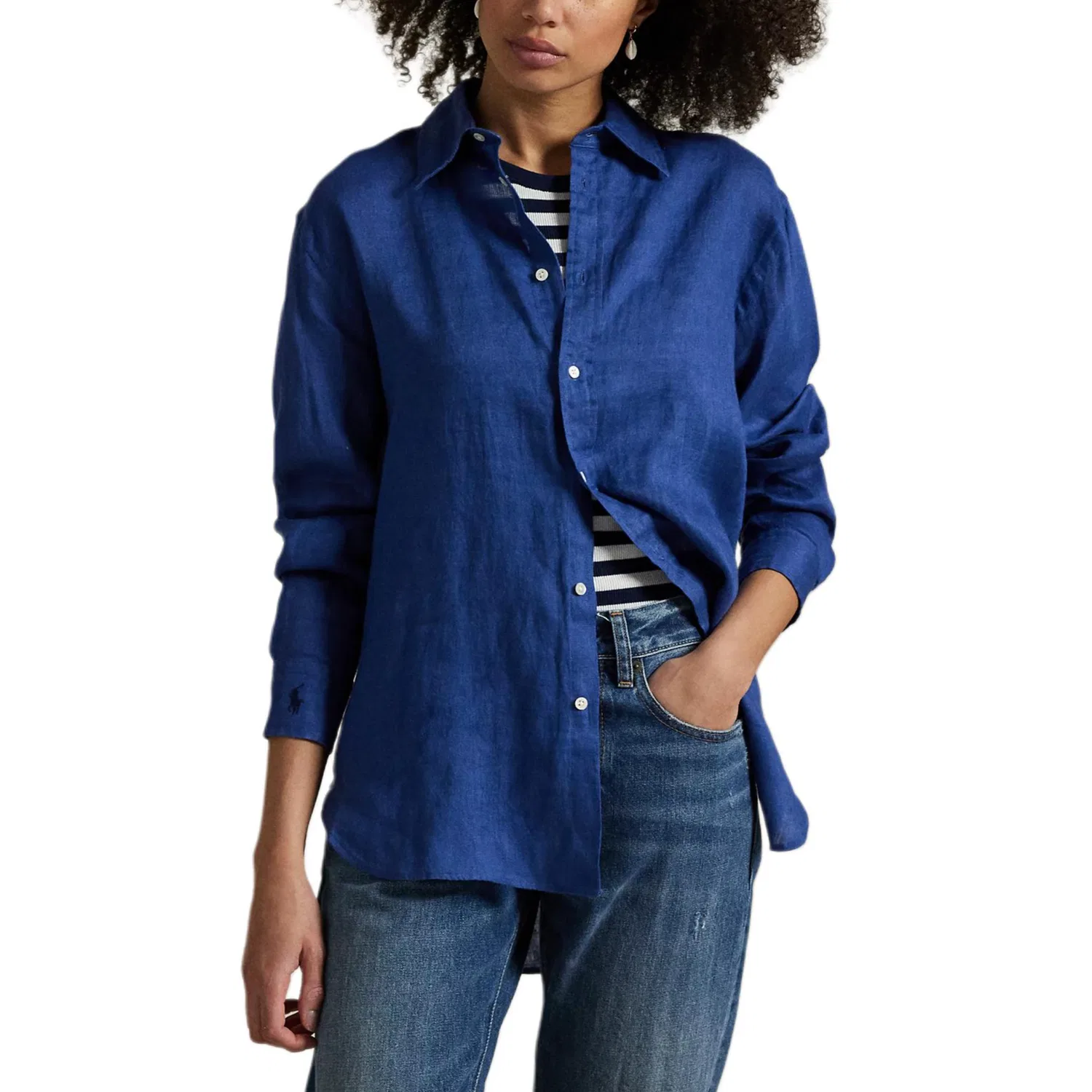 Женская рубашка с длинным рукавом Polo Ralph Lauren, Blue — фото 3