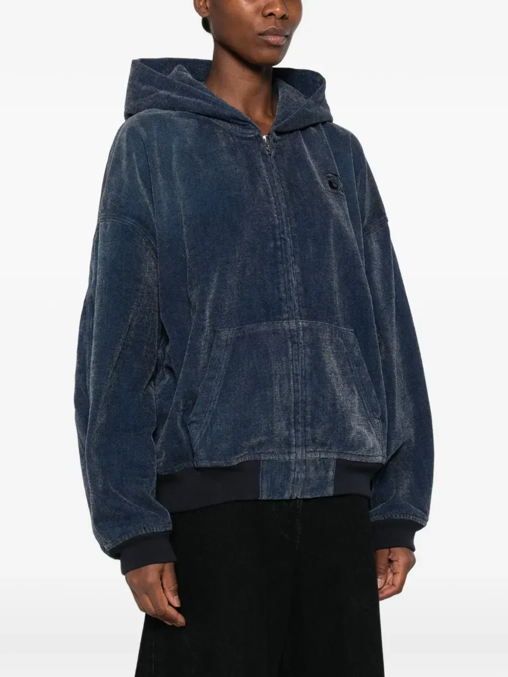 Джинсовая куртка с капюшоном и вышитым логотипом Alexander Wang, синий — фото 3