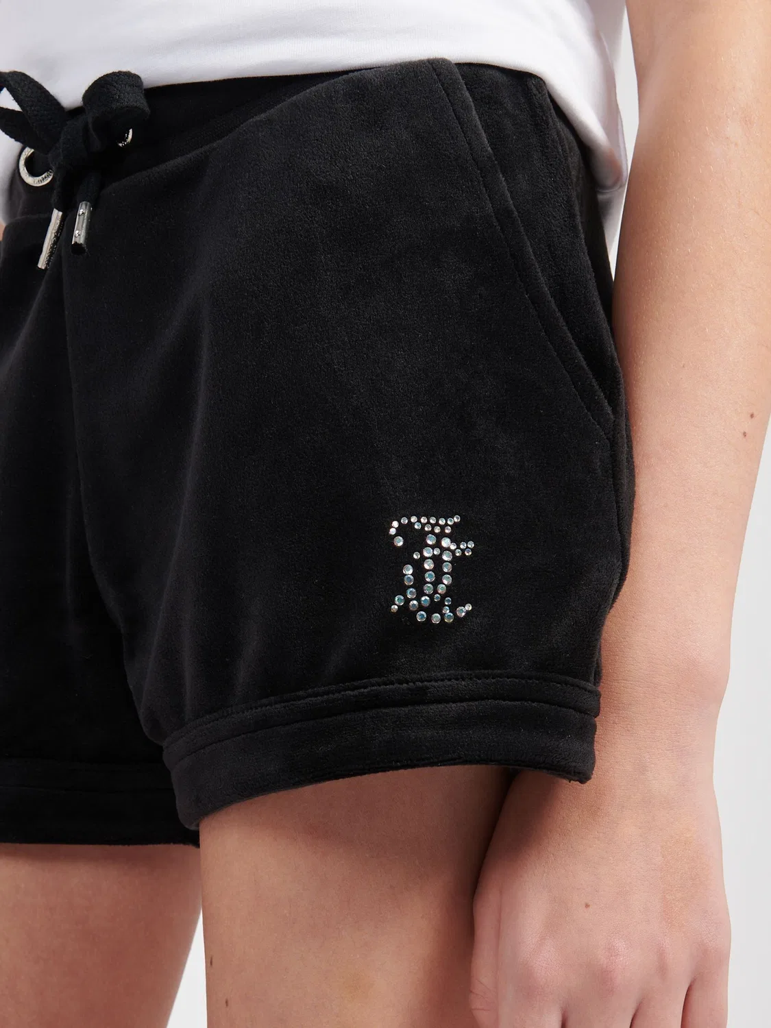 Шорты из велюра с отворотом Juicy Couture, черные — фото 4