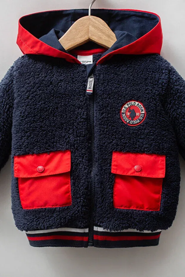 Детское пальто для девочек с капюшоном U.S. Polo Assn., Navy Blue — фото 2