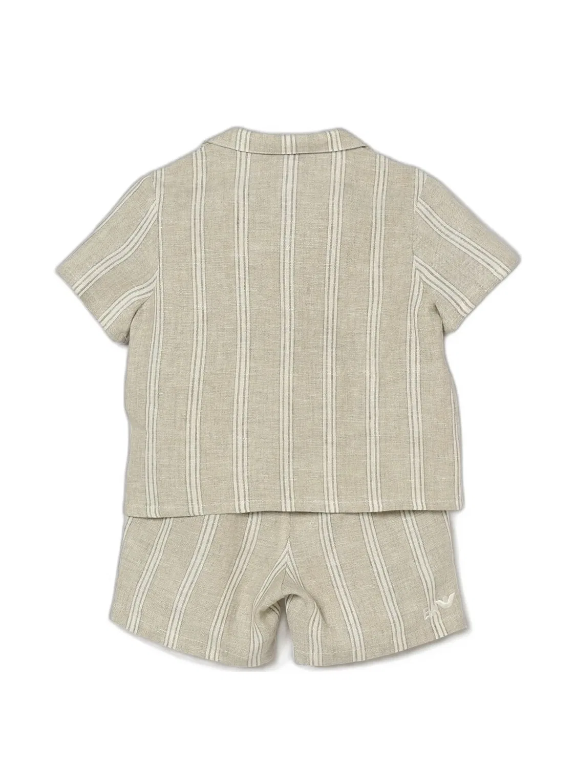 Льняной костюм в полоску Emporio Armani Kids, нейтральные цвета — фото 2