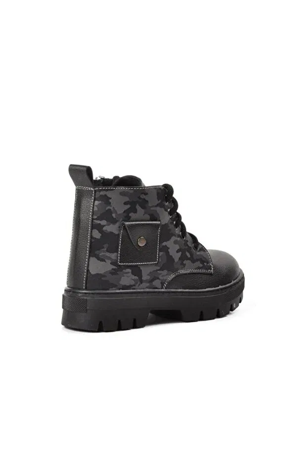 Детские ботинки для девочек с камуфляжным принтом Generic Brands, Black-Grey Camouflage — фото 4