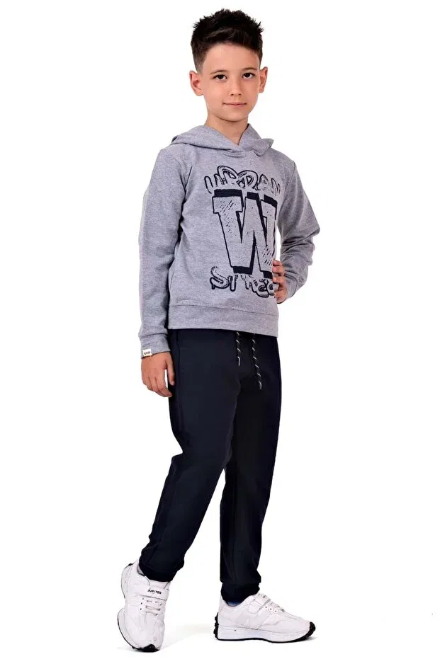 Детский спортивный костюм с принтом Urban w street 2iplik Minikadam, Light Gray — фото 4