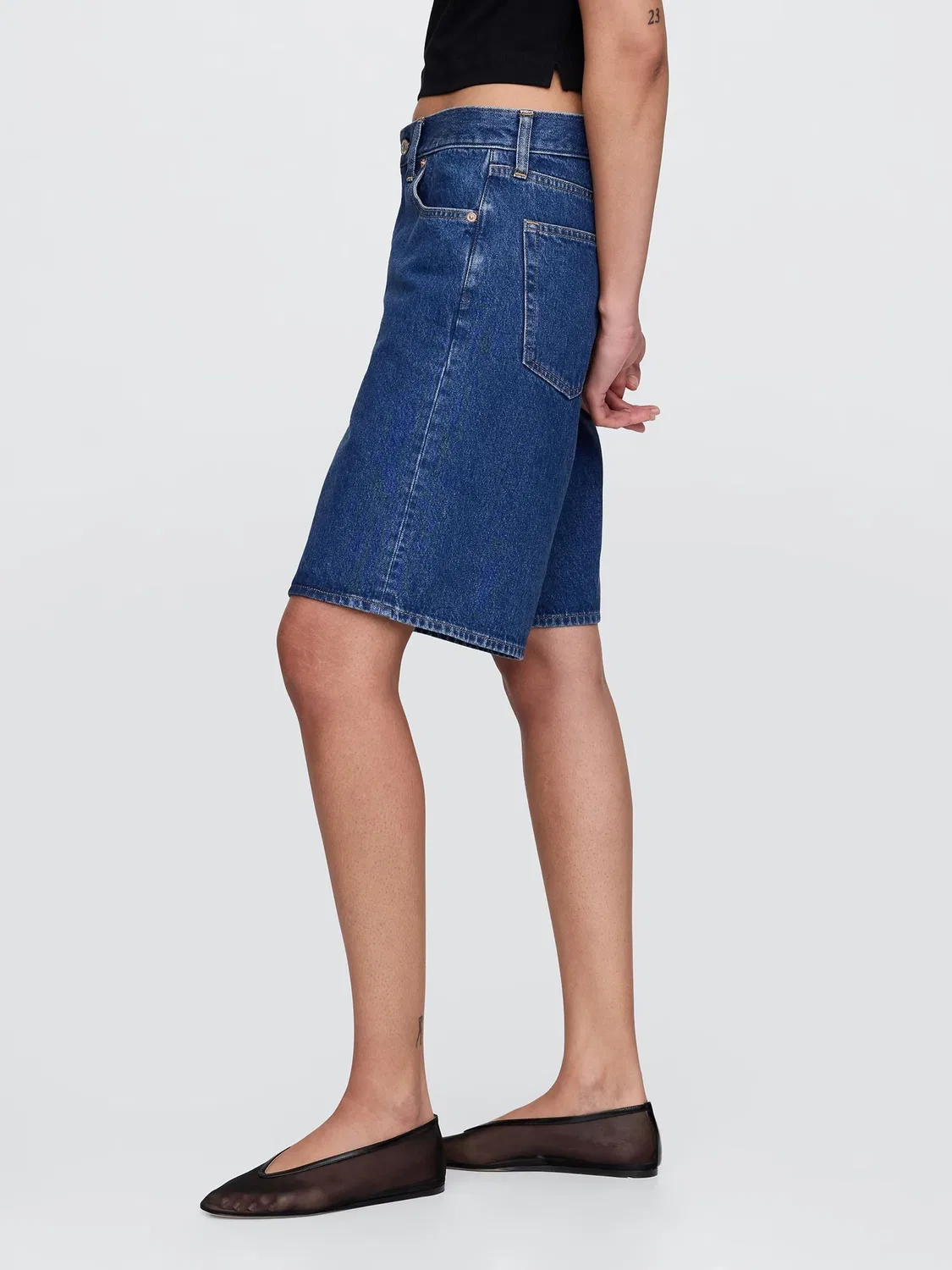 Шорты джинсовые, удлиненные, Mid Rise Gap, Dark Wash — фото 3