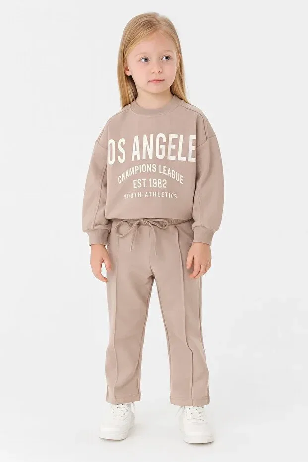 Детский спортивный комплект для девочек Los angeles girls' tracksuit set Seabubbles, Beige