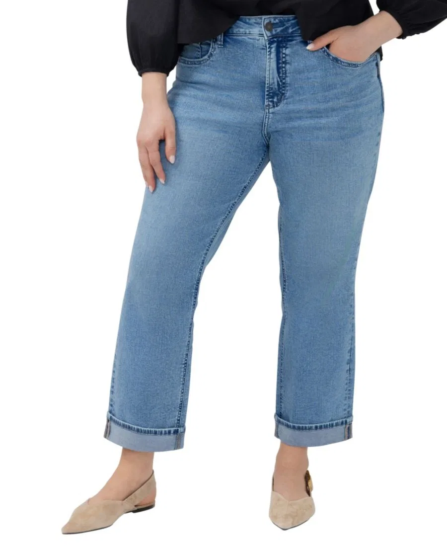 Джинсы прямого кроя с высокой посадкой Avery Plus Size Silver Jeans Co., Bluebelle