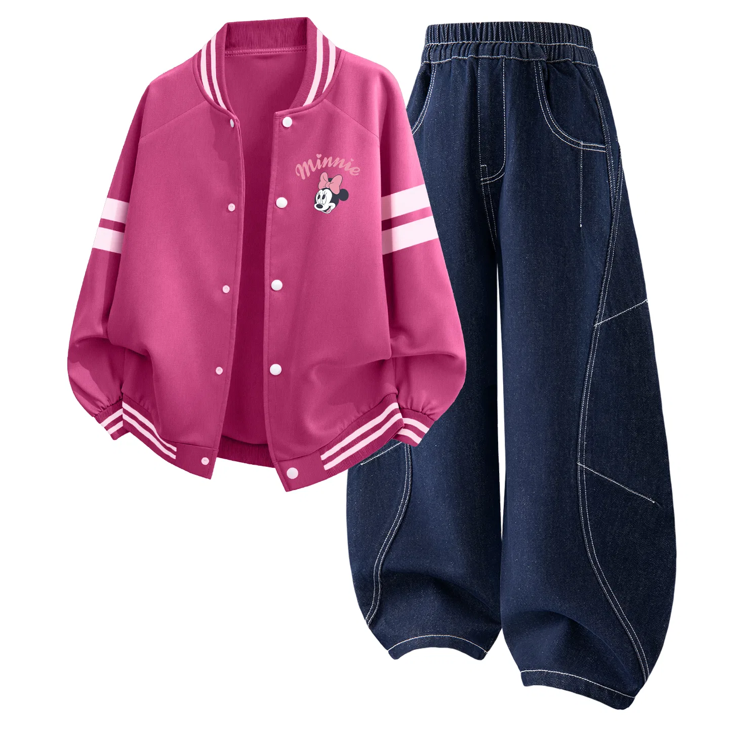 Детский комплект из футера с принтом Disney, с длинным рукавом, Rose Red и Denim Dark Blue