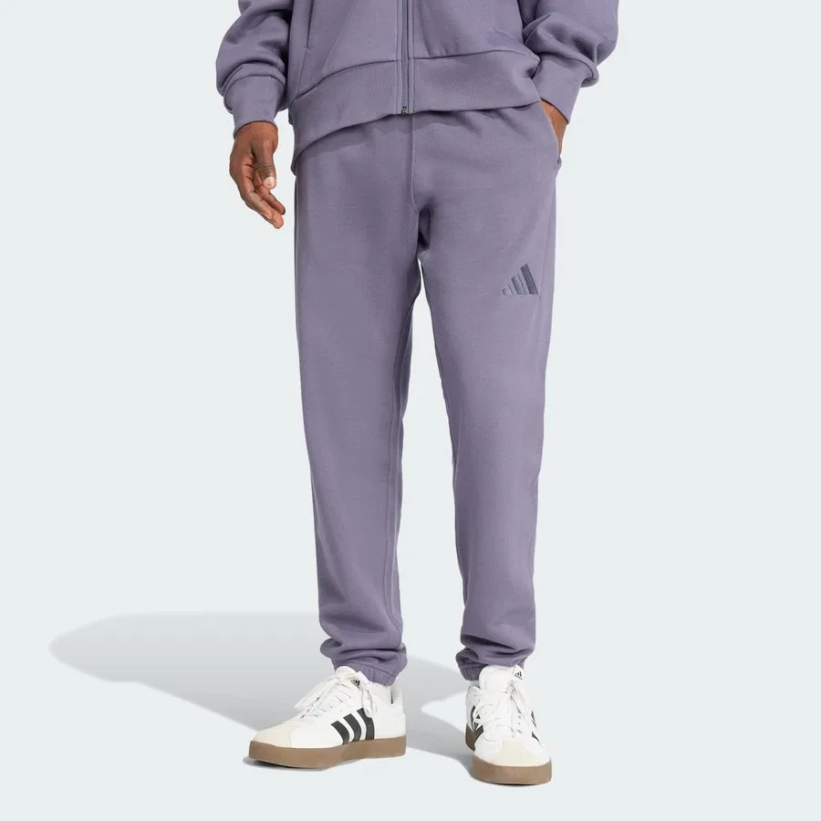 Штаны спортивные с утеплением, с зауженным кроем, модель ALL SZN French Terry Regular Tapered Pants, adidas, Фиолетовый
