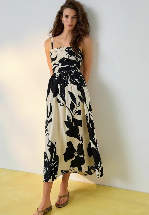 Платье цветочный принт Kasdiene suknele Next Black, Cream, черный