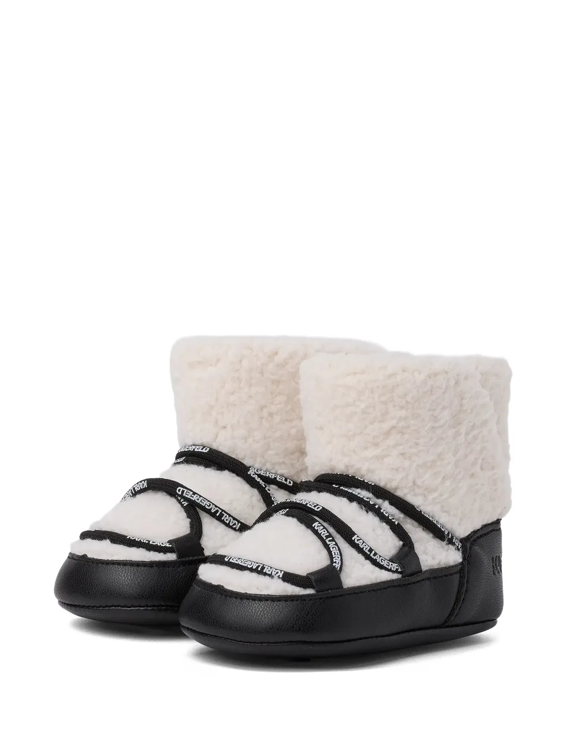 Слиперы с отделкой из овчины и логотипом Karl Lagerfeld Kids, нейтральные цвета — фото 2