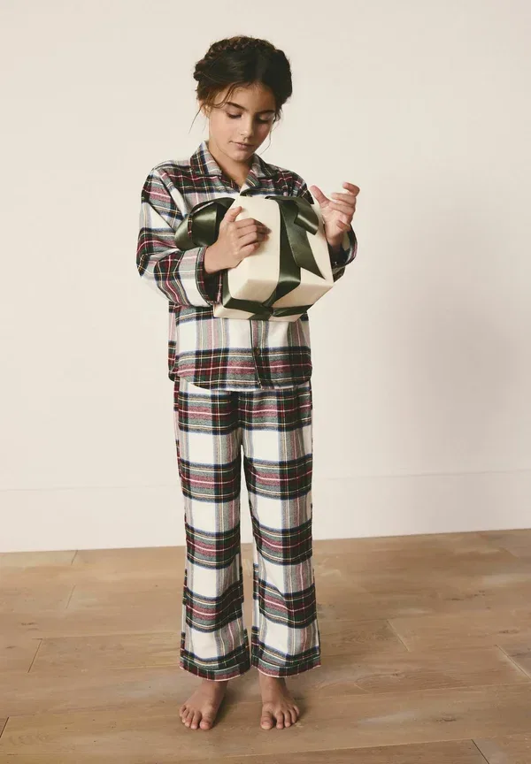 Пижамный комплект с клетчатым узором Regular Fit Single Button Through Set Next, neutral/red check, красный — фото 4