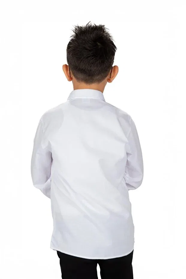 Детская рубашка для мальчиков с длинным рукавом Trend Baby Kids, White — фото 3