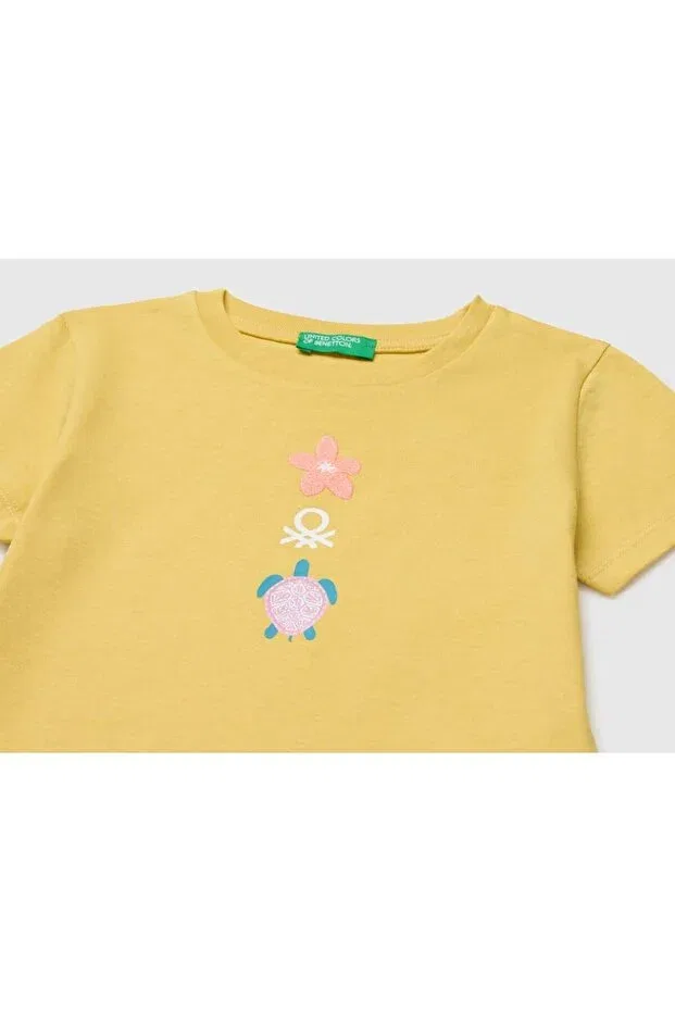 Детская футболка для девочек с принтом Tropical United Colors Of Benetton, Hardal — фото 3